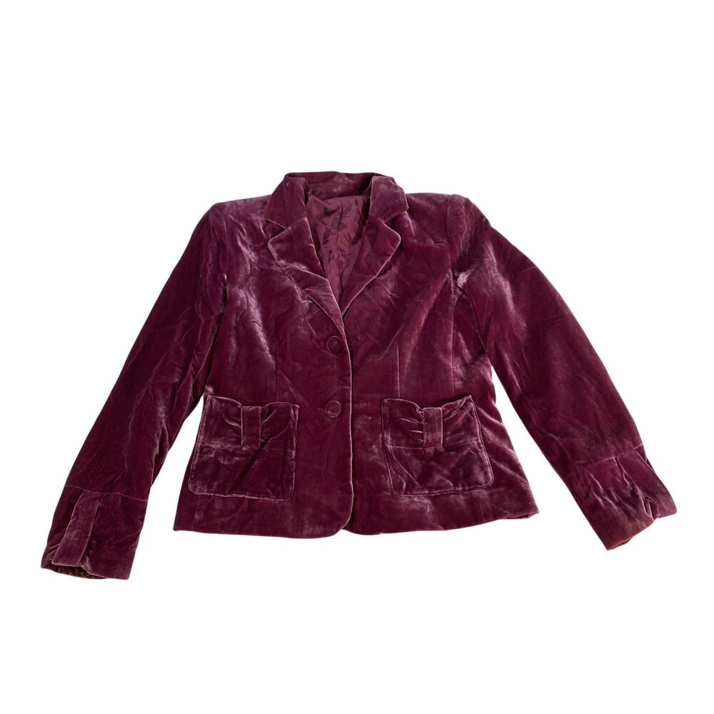 Vintage Spencer Jeremy Velvet Blazer L Silk Blend Burgundy Wine Whimsigoth Y2K